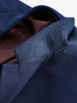 Bright Blue Slim Fit Textured Suit Jacket