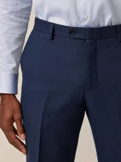 Bright Blue Slim Fit Textured Suit Trousers