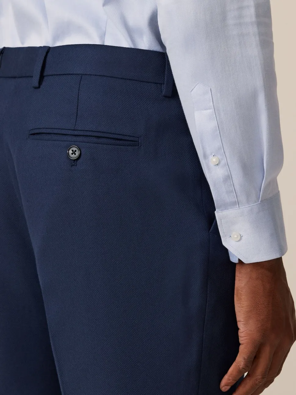 Bright Blue Slim Fit Textured Suit Trousers