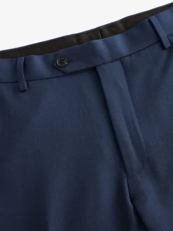 Bright Blue Slim Fit Textured Suit Trousers