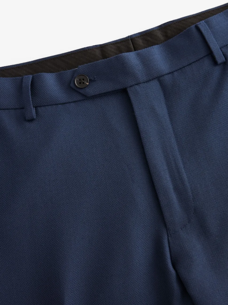 Bright Blue Slim Fit Textured Suit Trousers
