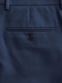 Bright Blue Slim Fit Textured Suit Trousers