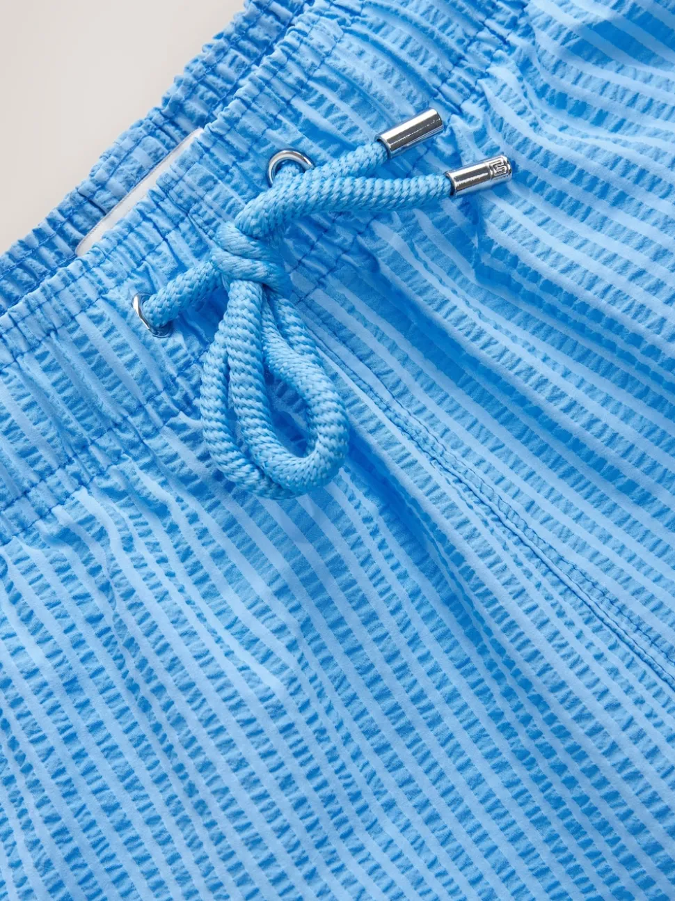 Bright Blue Stripe Seersucker Swim Shorts