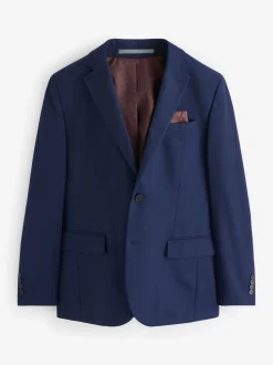 Bright Blue Tailored Fit Textured Suit Jacket
