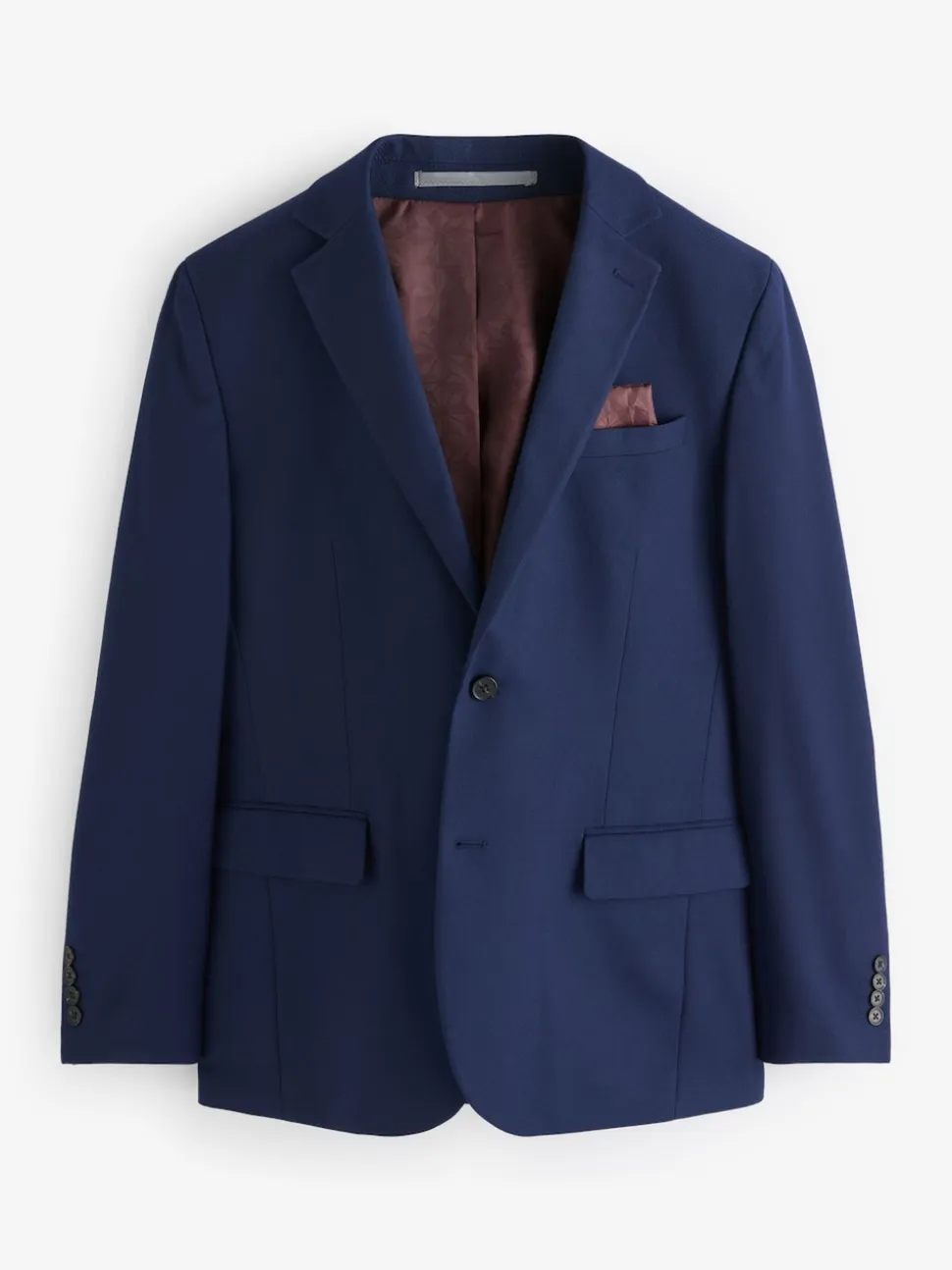 Bright Blue Tailored Fit Textured Suit Jacket