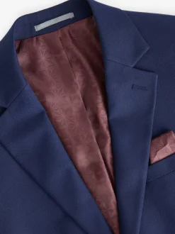 Bright Blue Tailored Fit Textured Suit Jacket
