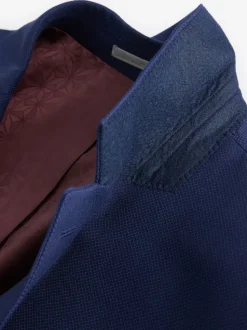 Bright Blue Tailored Fit Textured Suit Jacket