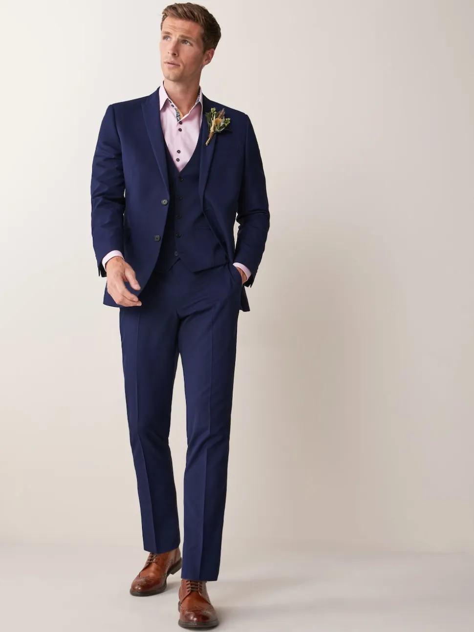 Bright Blue Tailored Fit Two Button Suit Jacket