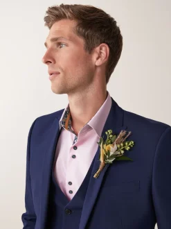Bright Blue Tailored Fit Two Button Suit Jacket