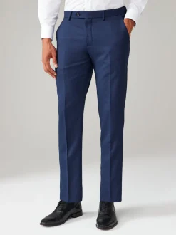 Bright Blue Tailored Fit Textured Suit Trousers