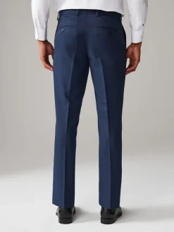 Bright Blue Tailored Fit Textured Suit Trousers