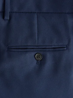 Bright Blue Tailored Fit Textured Suit Trousers