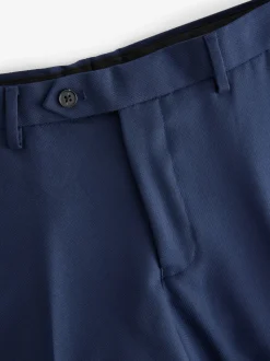 Bright Blue Tailored Fit Textured Suit Trousers