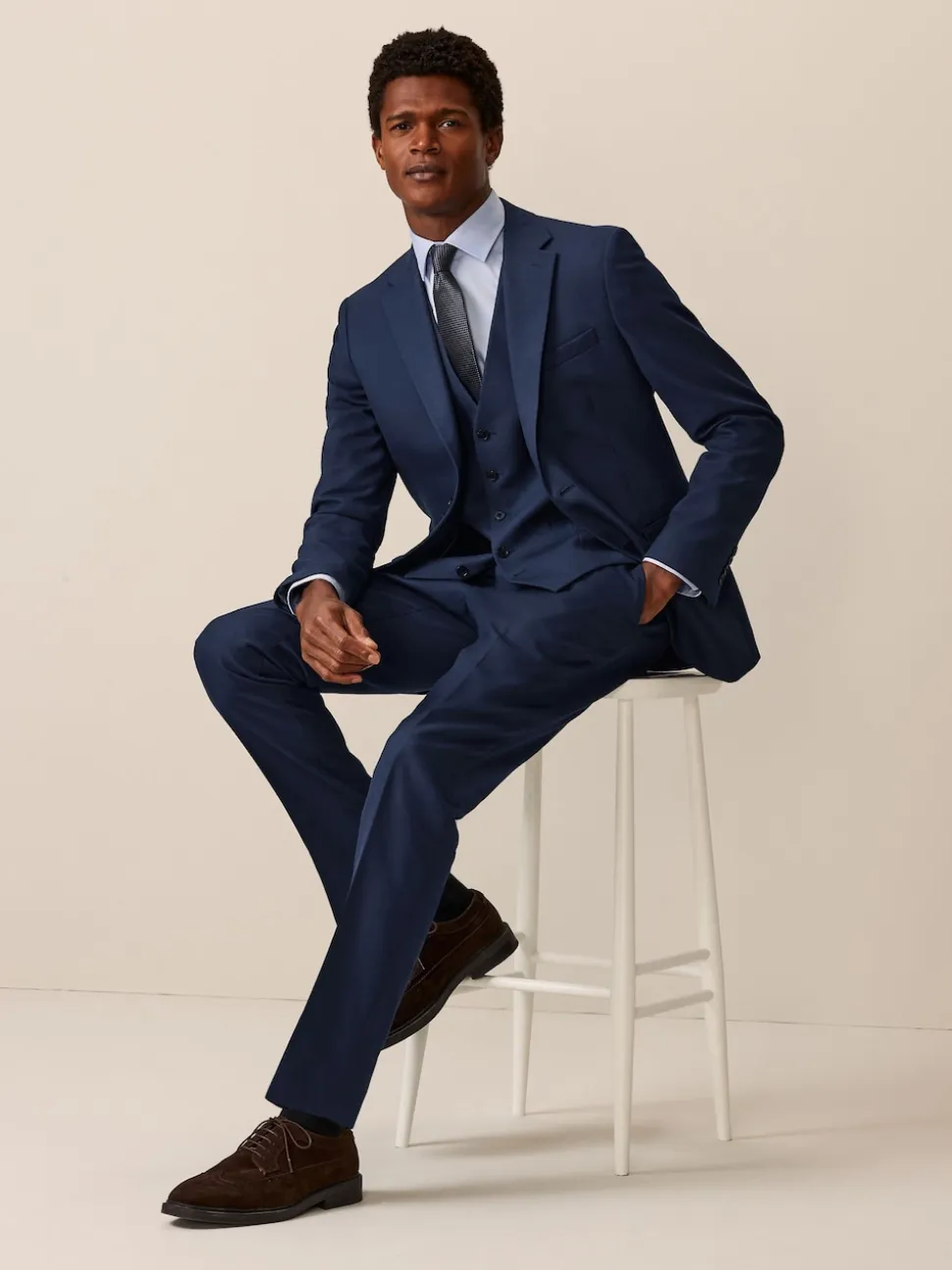 Bright Blue Textured Suit Waistcoat