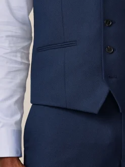 Bright Blue Textured Suit Waistcoat