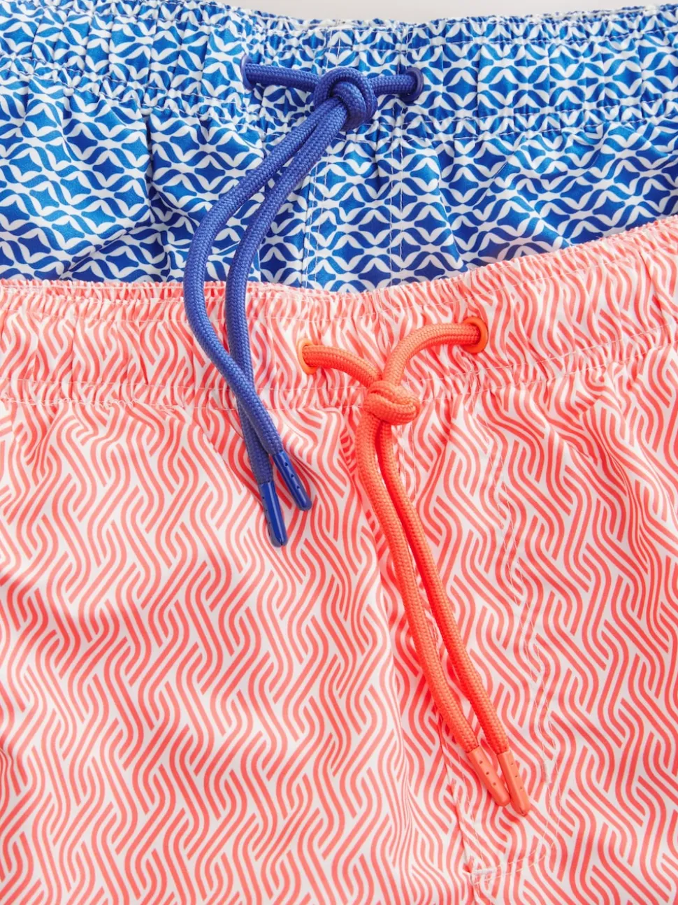 Bright Blue/Coral Geometric Printed Swim Shorts 2 Pack