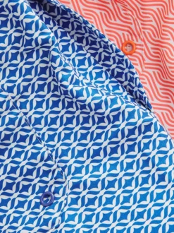 Bright Blue/Coral Geometric Printed Swim Shorts 2 Pack