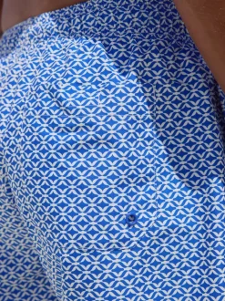 Bright Blue/Coral Geometric Printed Swim Shorts 2 Pack