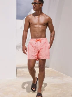Bright Blue/Coral Geometric Printed Swim Shorts 2 Pack