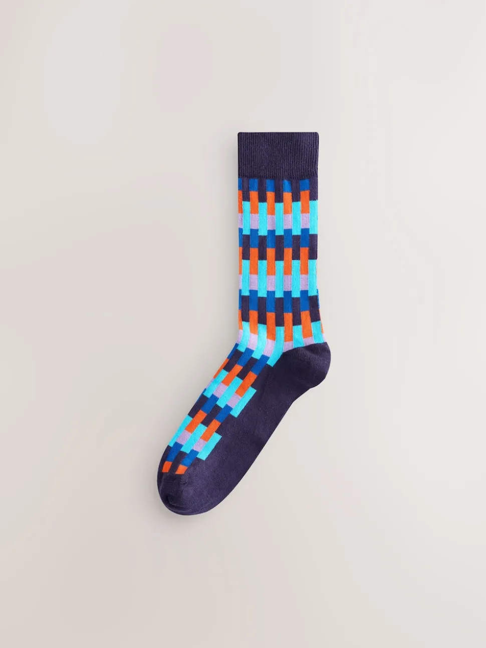 Bright Blue/Green/Orange Stripe Pattern Socks 5 Pack