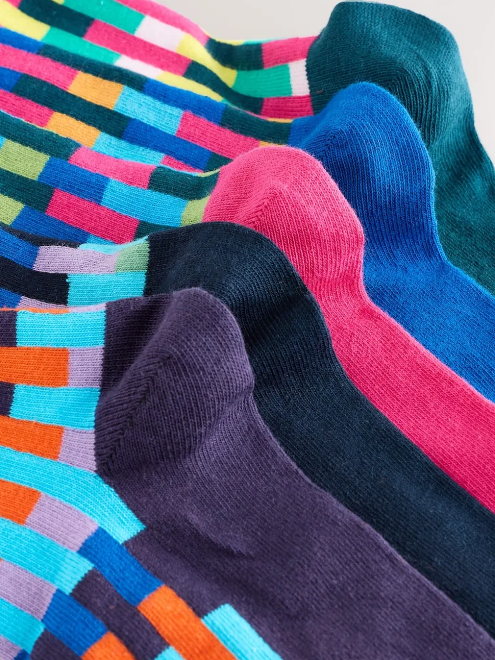 Bright Blue/Green/Orange Stripe Pattern Socks 5 Pack