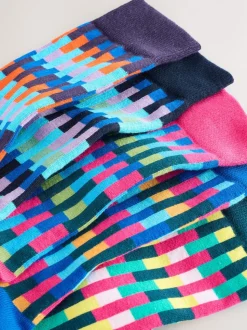 Bright Blue/Green/Orange Stripe Pattern Socks 5 Pack