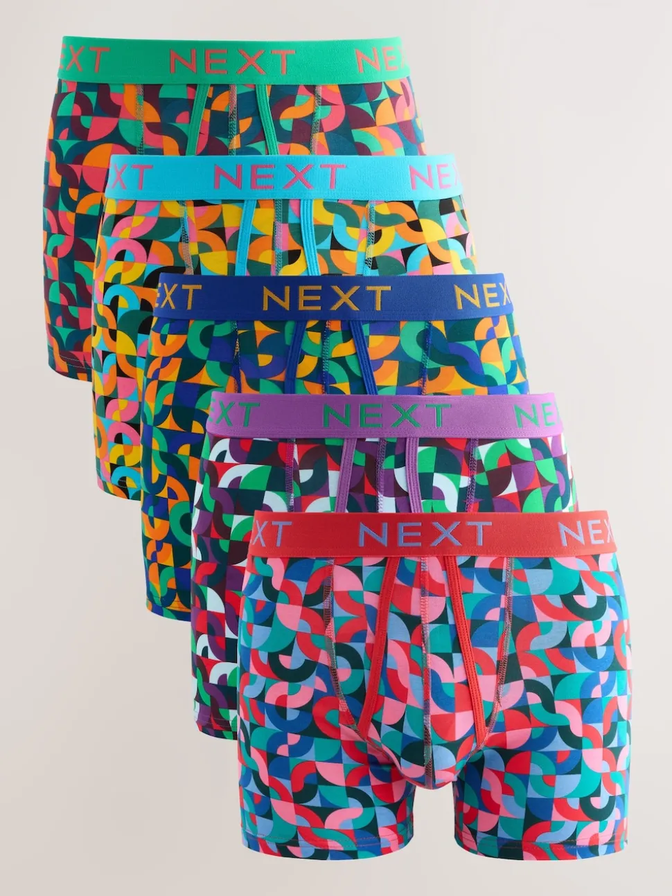 Bright Blue/Orange/Purple Circle Geo Print A-Front Boxers