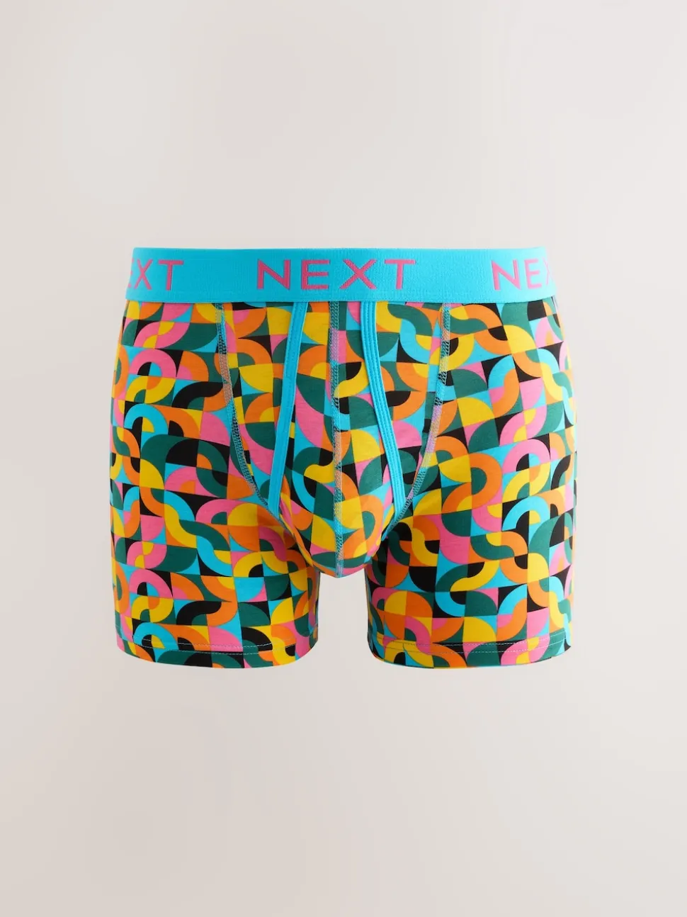 Bright Blue/Orange/Purple Circle Geo Print A-Front Boxers