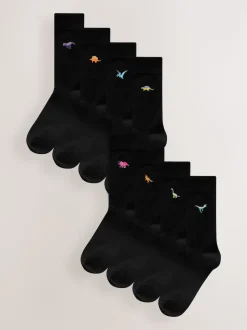 Bright Dinosaur Fun Embroidered Socks 8 Pack