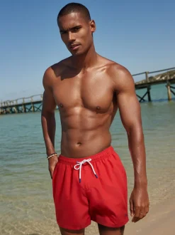 Bright Red Palm Logo Essential Swim Shorts