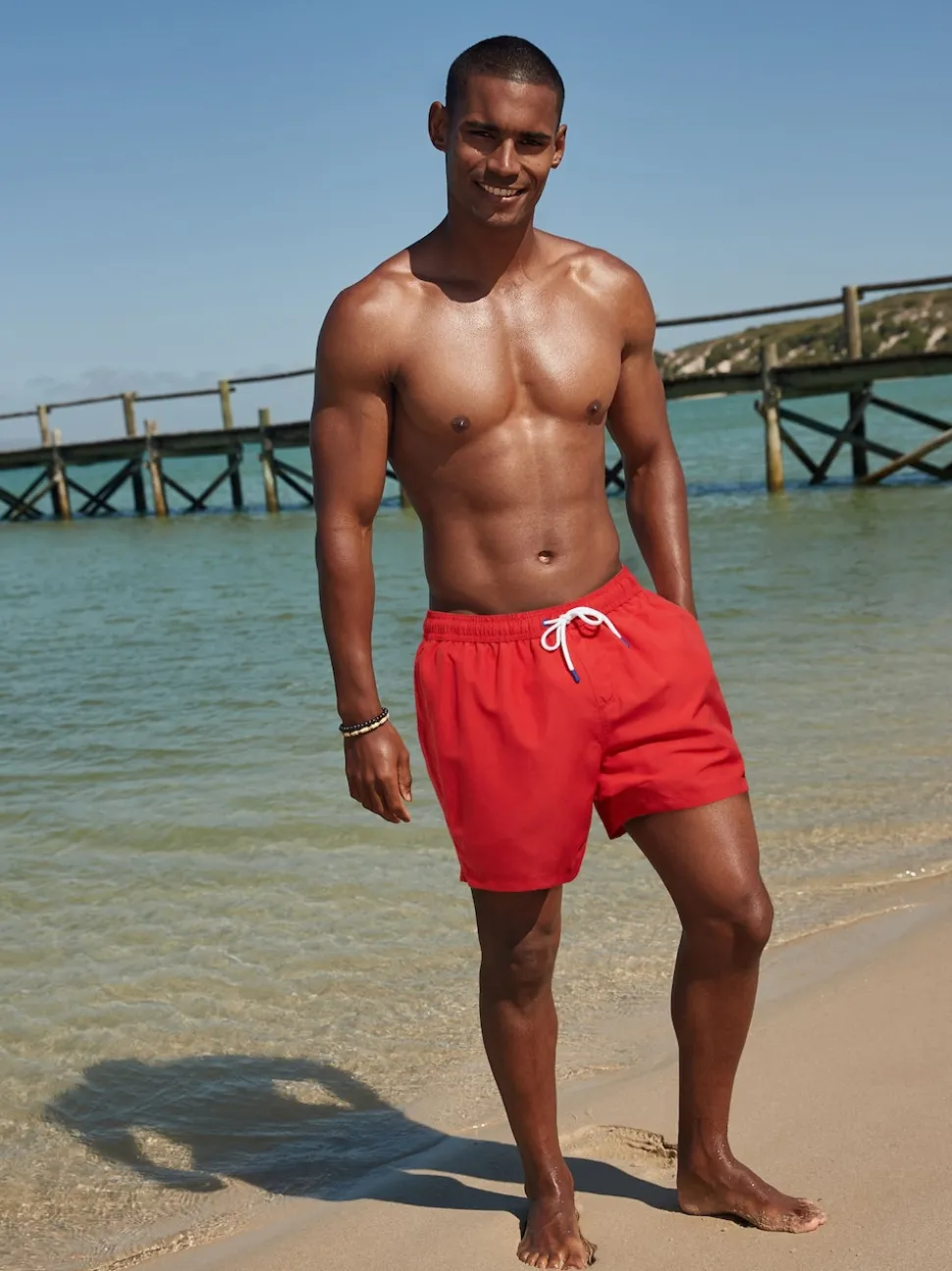 Bright Red Palm Logo Essential Swim Shorts
