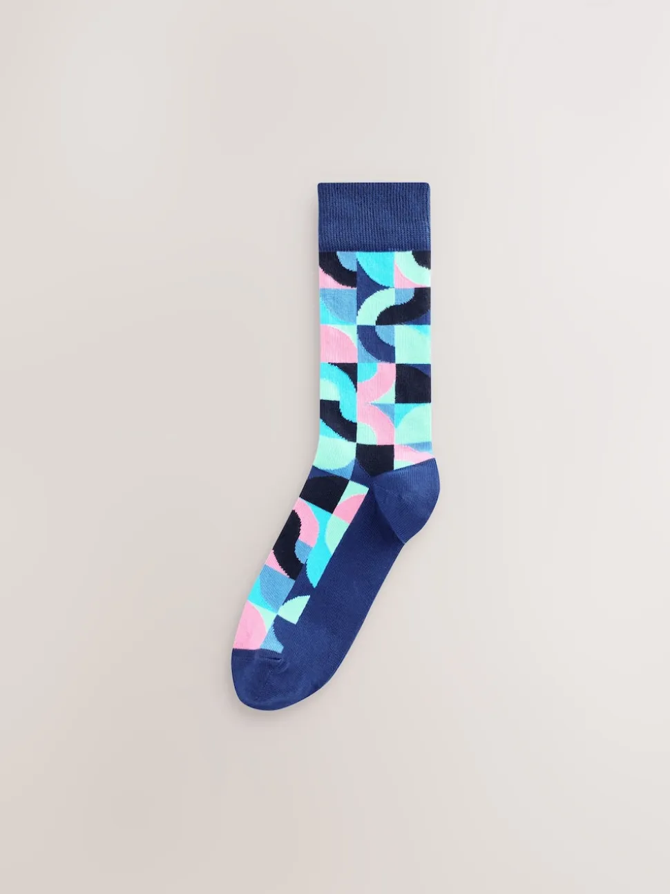 Bright Red/Green Geo Pattern Socks 8 Pack