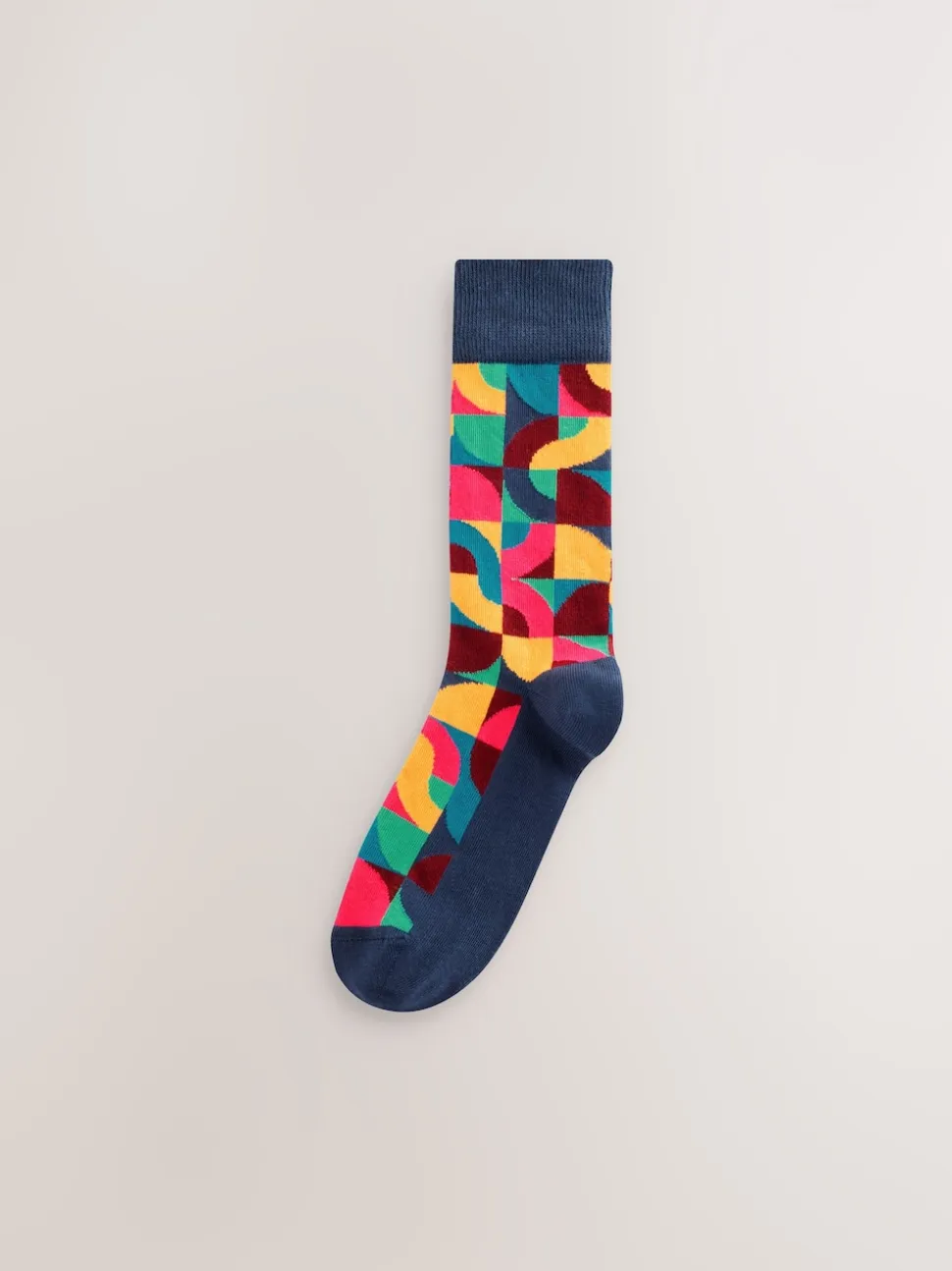 Bright Red/Green Geo Pattern Socks 8 Pack