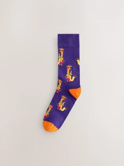 Bright Red/Orange/Blue Pattern Socks 8 Pack