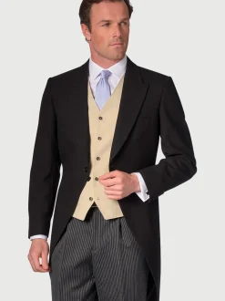 Brook Taverner Black Regular Fit Pure New Wool Morning Suit Tailcoat