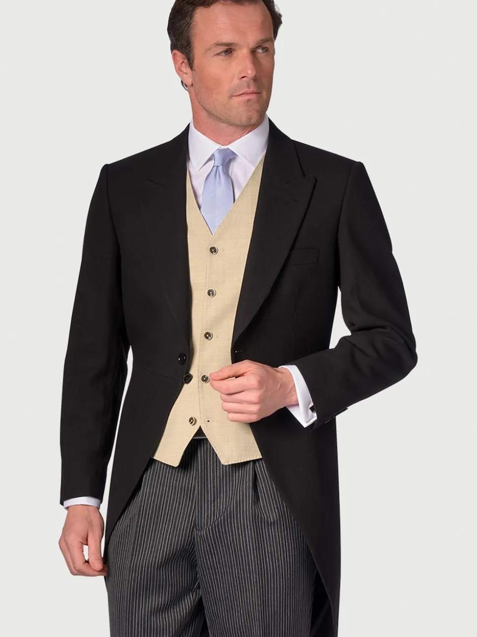 Brook Taverner Black Regular Fit Pure New Wool Morning Suit Tailcoat