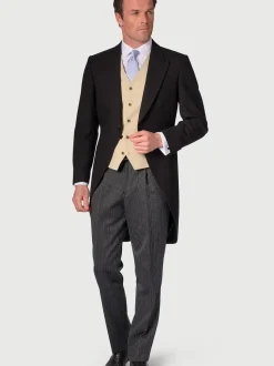 Brook Taverner Black Regular Fit Pure New Wool Morning Suit Tailcoat