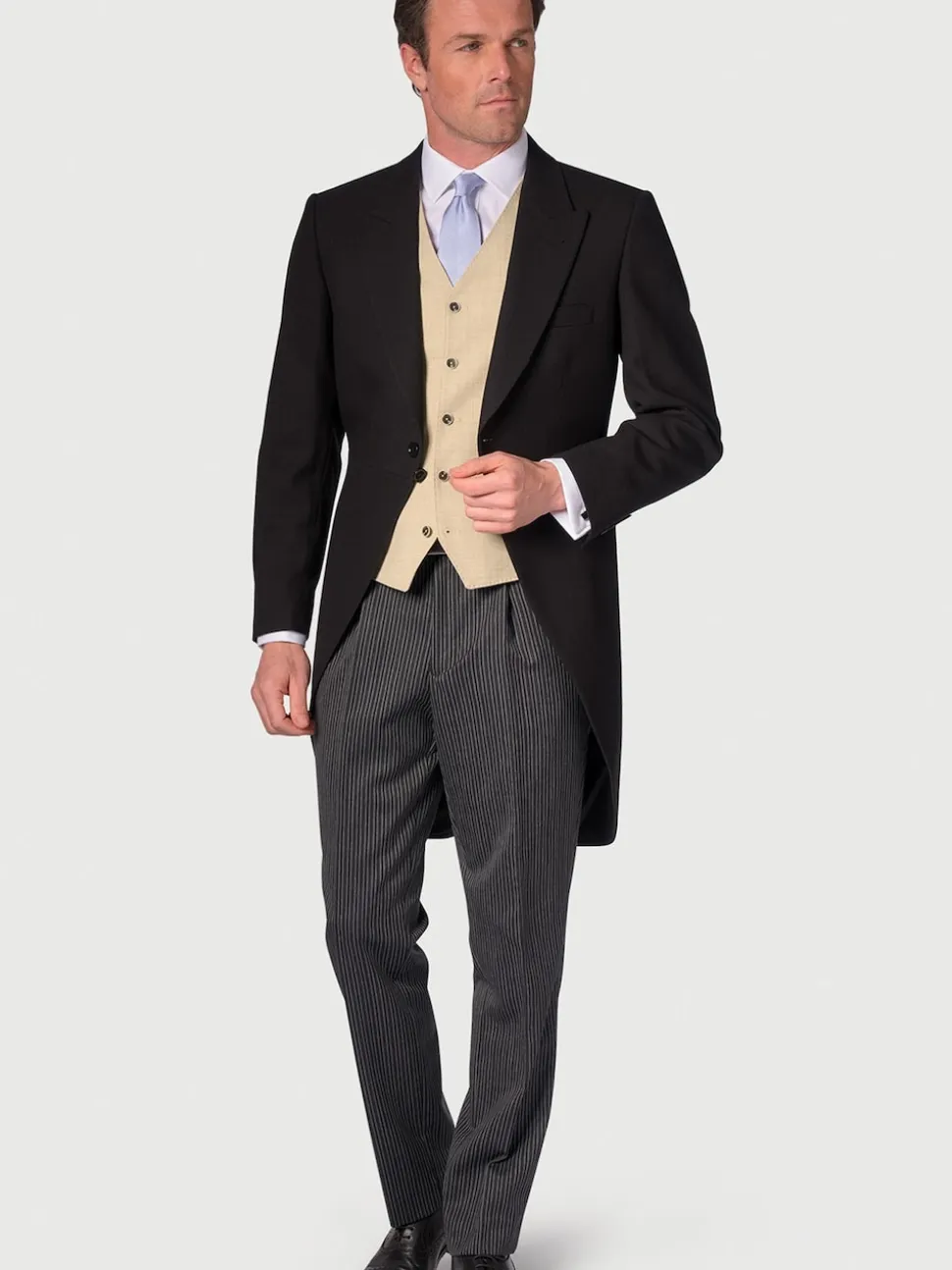Brook Taverner Black Regular Fit Pure New Wool Morning Suit Tailcoat