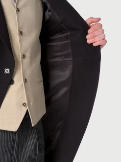 Brook Taverner Black Regular Fit Pure New Wool Morning Suit Tailcoat