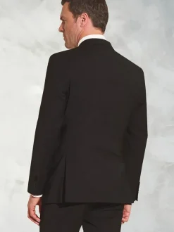 Brook Taverner Black White Tailored Fit Wool Mix Washable Suit Jacket