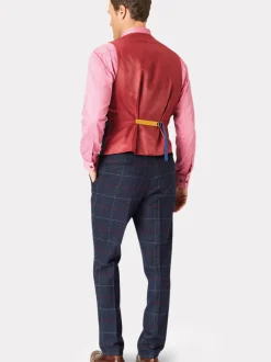 Brook Taverner Blue Check Wool Suit Waistcoat
