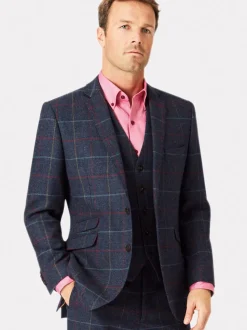 Brook Taverner Blue Check Wool Suit Jacket