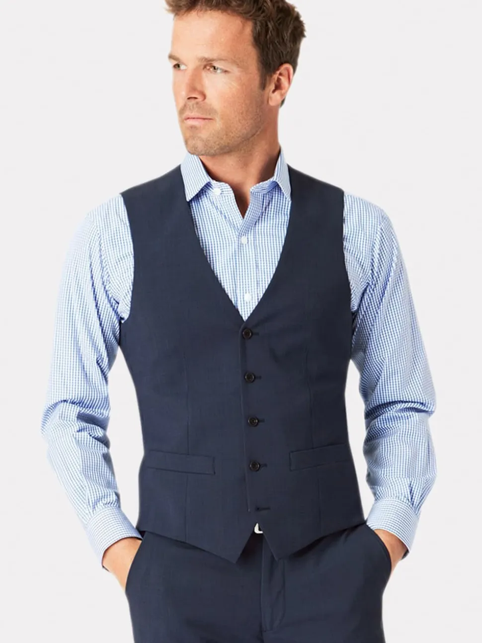 Brook Taverner Blue Check Washable Waistcoat