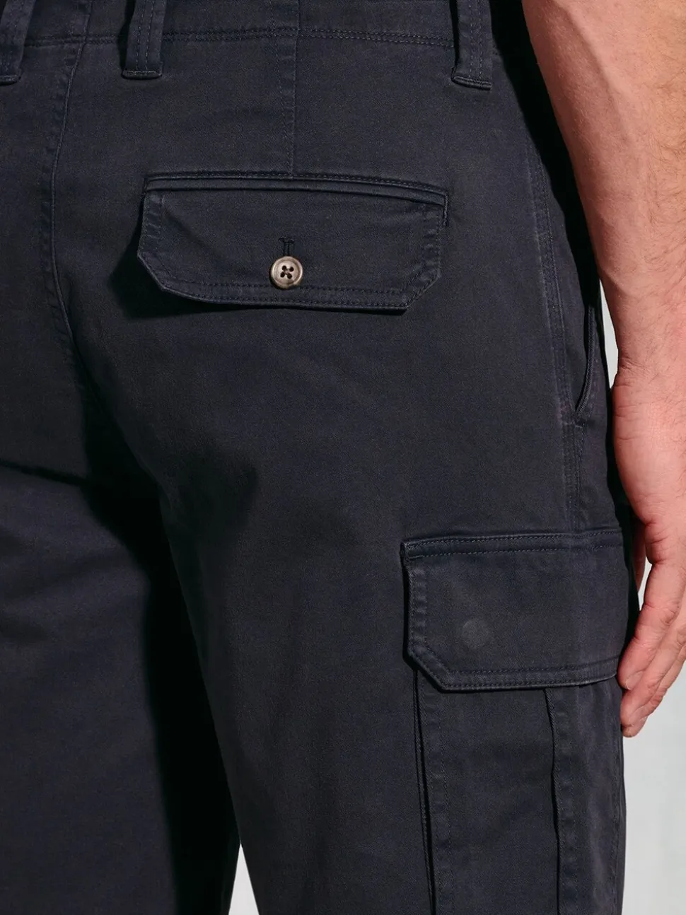 Brook Taverner Blue Cotton Stretch Cargo Shorts