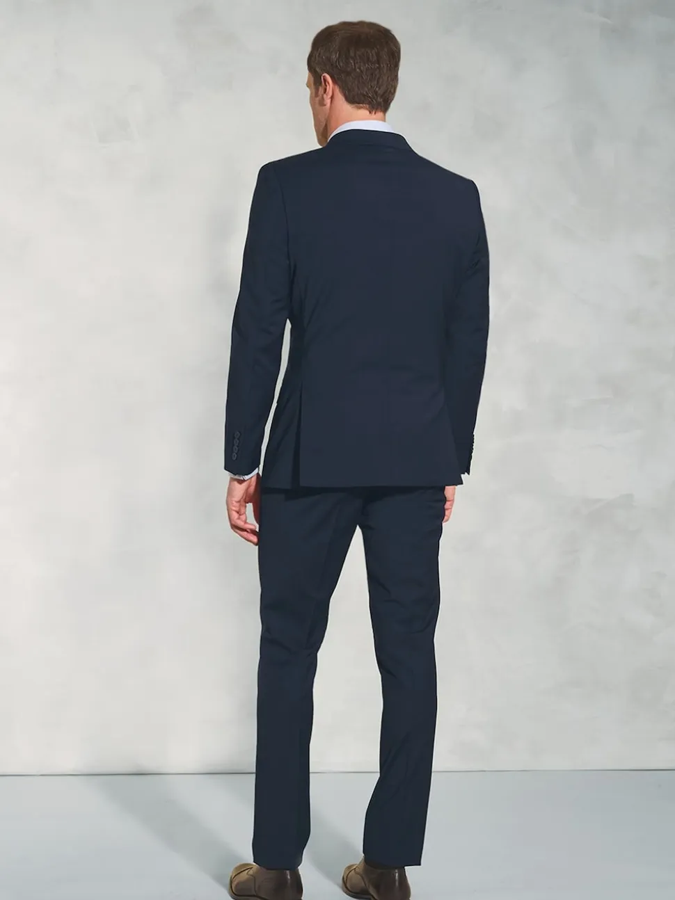 Brook Taverner Blue Dark Tailored Fit Wool Mix Washable Suit Jacket