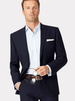 Brook Taverner Blue Dark Tailored Fit Washable Suit Jacket