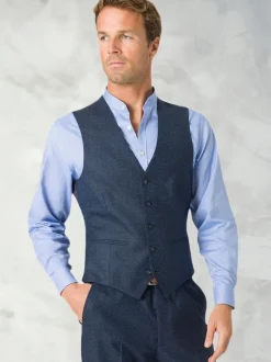 Brook Taverner Blue Donegal Wool Suit Waistcoat