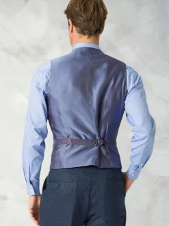 Brook Taverner Blue Donegal Wool Suit Waistcoat