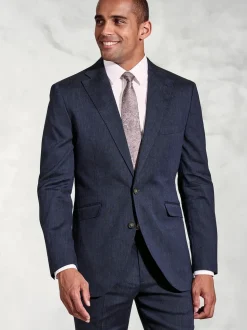 Brook Taverner Blue Linen Blend Mixer Suit Jacket
