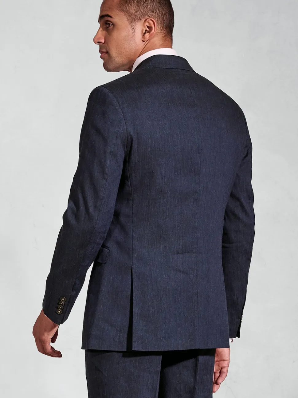 Brook Taverner Blue Linen Blend Mixer Suit Jacket